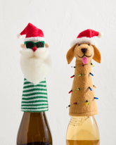 Santa & Retriever Bottle Topper Set