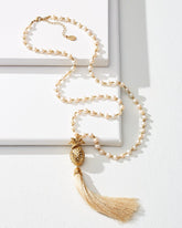 Tropical Blooms Pearl Tassel Necklace