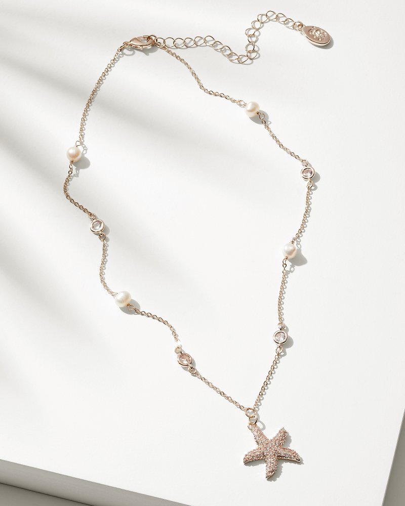 Island Essence Rose Gold Starfish Pearl Necklace