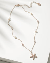 Island Essence Rose Gold Starfish Pearl Necklace