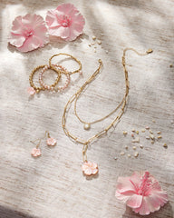 Tropical Blooms Hibiscus Charm Layered Necklace
