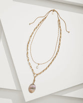 Seaside Layered Shell and Pearl Pendant Necklace