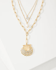 Sanibel Island Layered Shell Pendant Necklace