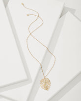 Tropical Blooms Monstera Pendant Necklace