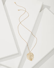 Tropical Blooms Monstera Pendant Necklace