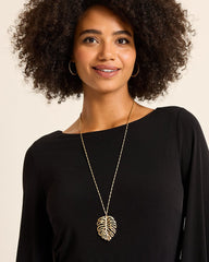 Tropical Blooms Monstera Pendant Necklace