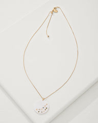 Tidal Treasure Mother of Pearl Disc Pendant Necklace