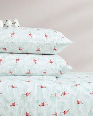 Flamingo Santa 4-Piece Queen Sheet Set