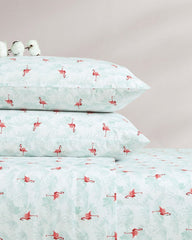 Flamingo Santa 4-Piece King Sheet Set