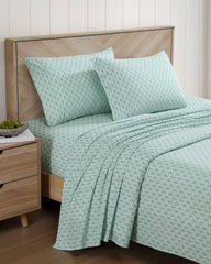 Coastal Batik Green 4-Piece Queen Sheet Set