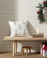 Golden Pineapples Embroidered Decorative Pillow