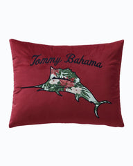 Holiday Marlin Velvet Embroidered Decorative Pillow