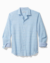 Barbados Breeze Playa Plaid Stretch-Linen Long-Sleeve Shirt