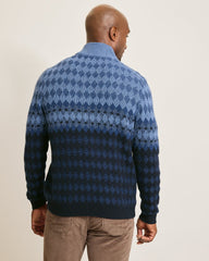 Ombré Argyle Half-Zip Sweater