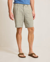 Isla Sands Stripe Stretch-Linen 9-Inch Shorts