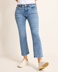 Mid-Rise Cropped Mini Bootcut Jeans