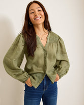 Palm Breeze Pintuck Blouse