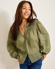 Palm Breeze Pintuck Blouse