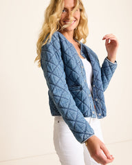 Quilted Cropped Denim Jacket