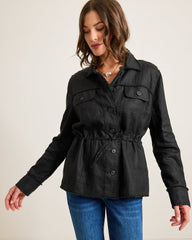Two Palms Linen Raw-Edge Utility Jacket
