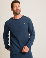 Textured Twill Stripe Crew Long-Sleeve Top