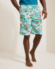 Woven Tropical Print Pajama Shorts