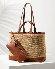 Raffia & Leather Pineapple Tote