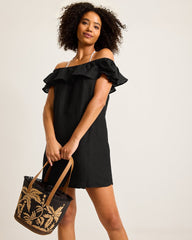 St. Lucia Linen-Blend Off-the-Shoulder Coverup Dress