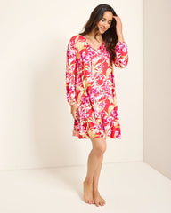 Jersey Long-Sleeve Short Sleep Dress