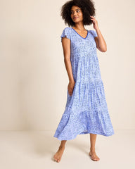 Jersey Short-Sleeve Maxi Sleep Dress