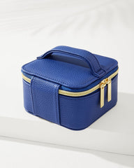 Leah Navy Travel Jewelry Case With Pouch