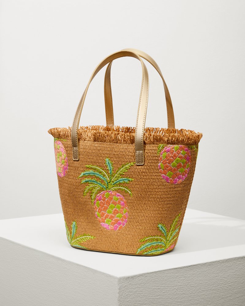 Flamingo Pineapple Straw Tote