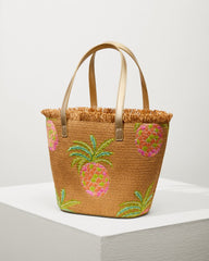 Flamingo Pineapple Straw Tote