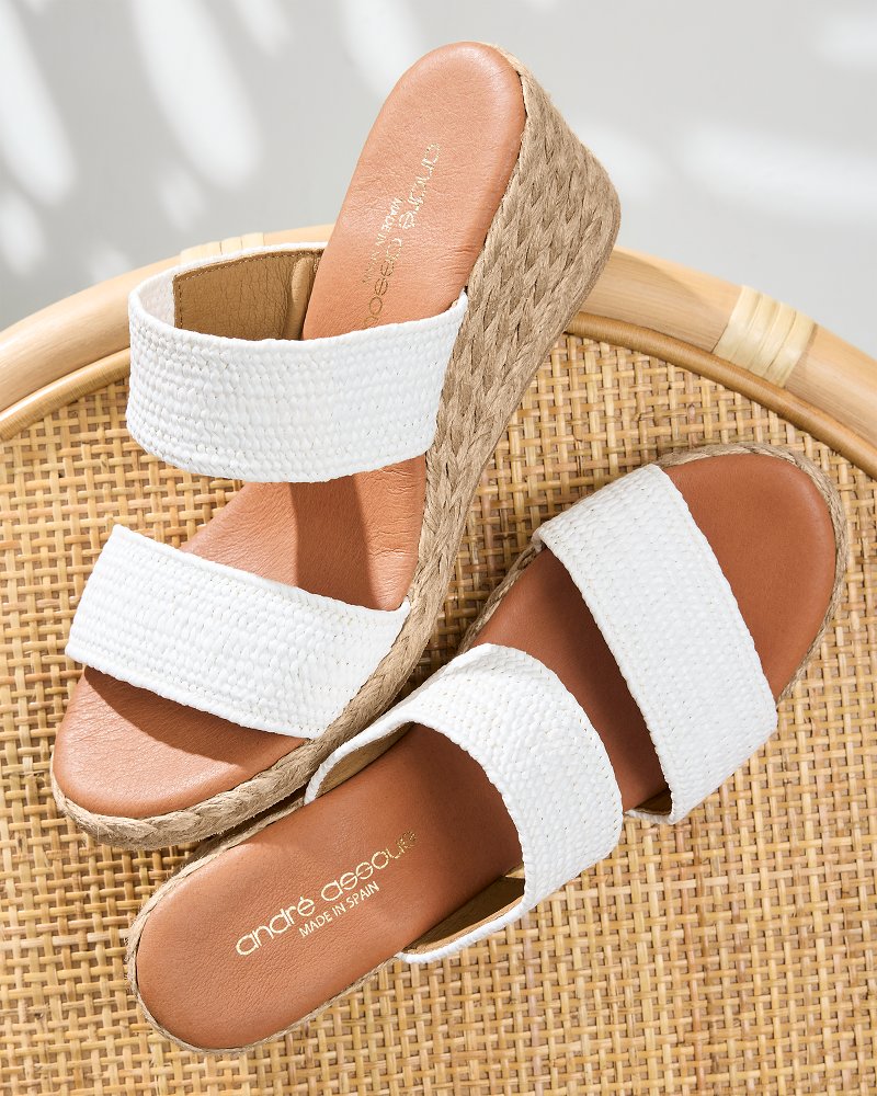 André Assous Nori Stretch Raffia Wedge Sandals