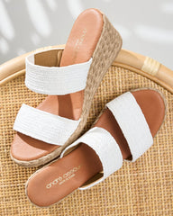 André Assous Nori Stretch Raffia Wedge Sandals
