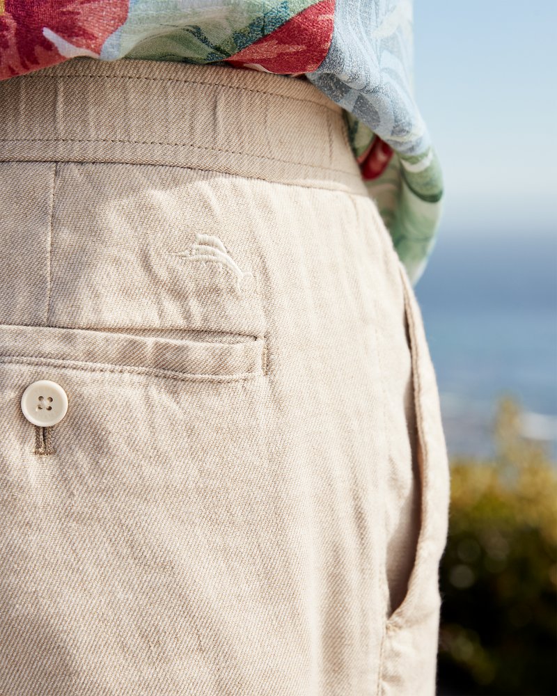 Big & Tall Beach Coast Linen-Blend Elastic-Waist Pants