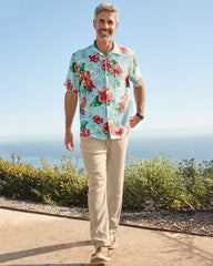 Big & Tall Beach Coast Linen-Blend Elastic-Waist Pants