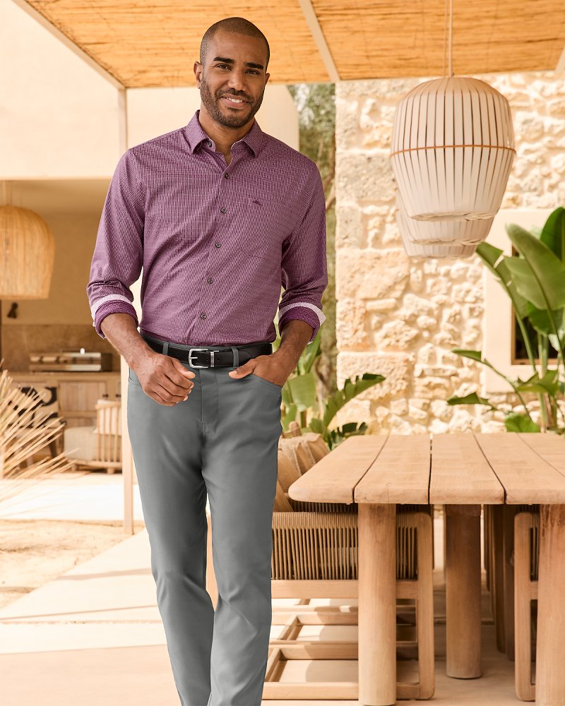 Big & Tall Sarasota Stretch Ventura Isles IslandZone® Stripe Shirt