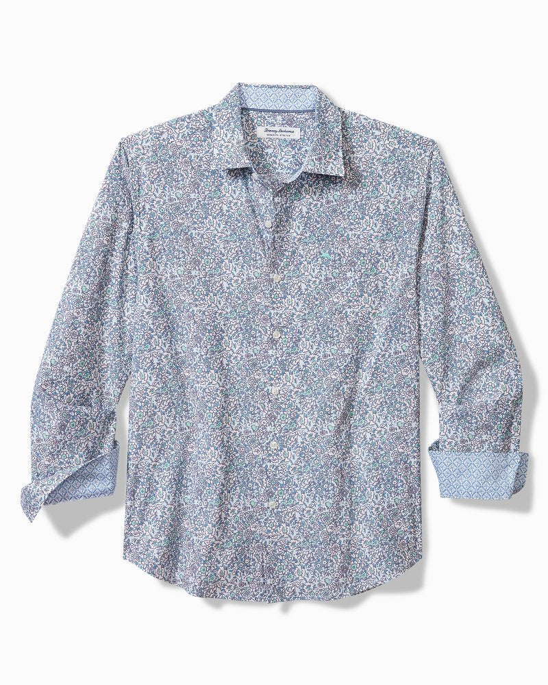 Big & Tall Sarasota Stretch Blue Flora IslandZone® Shirt