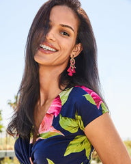 Tropical Blooms Tassel Shell Statement Earrings