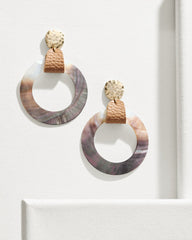 Indigo Shore Grey Shell Drop Hoop Earrings