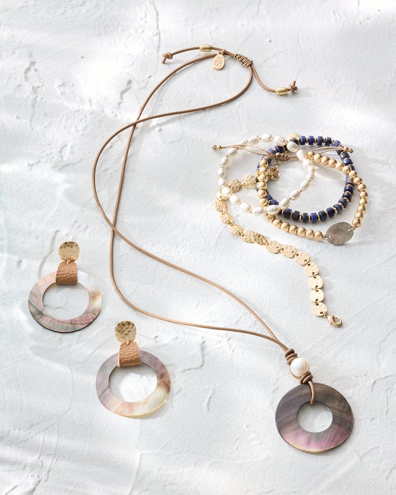 Indigo Shore Grey Shell Drop Hoop Earrings
