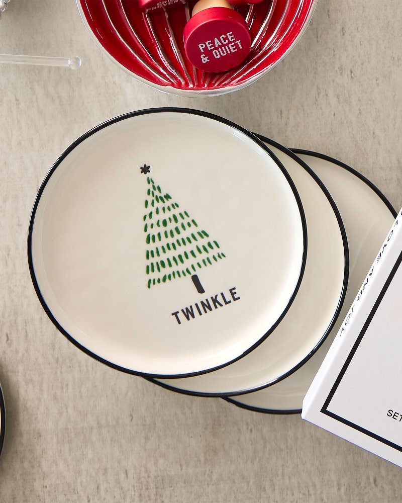 Holiday Tree Appetizer Plates—Set of 4