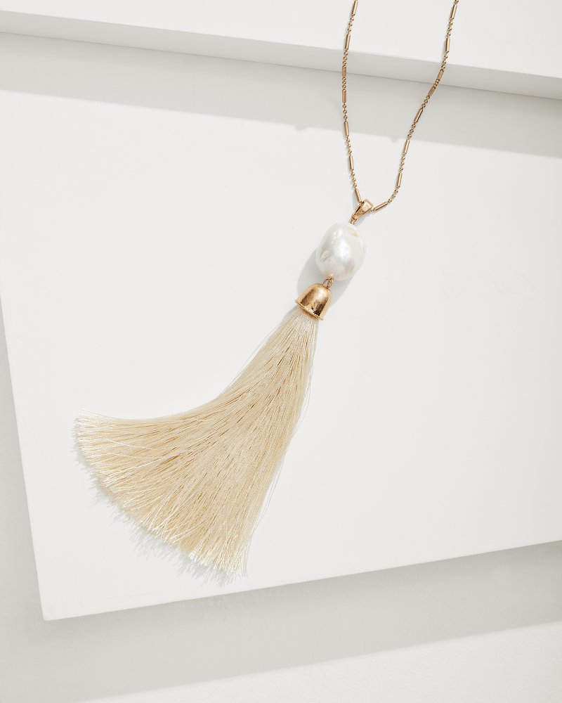 Seaside Pearl Pendant Tassel Necklace