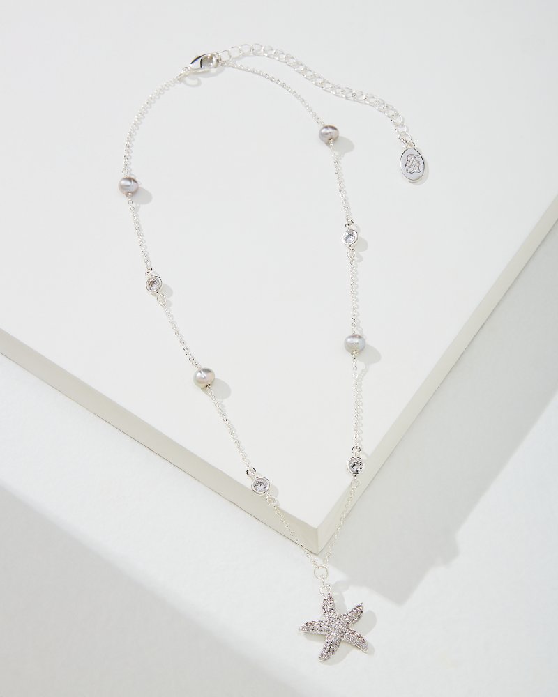 Island Essence Silver Starfish Pearl Necklace