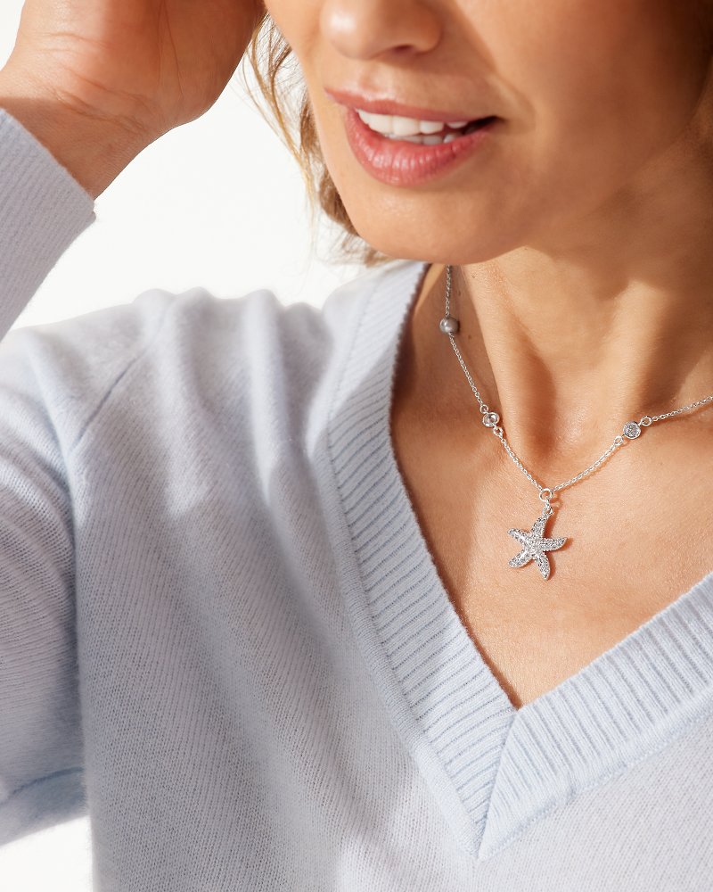 Island Essence Silver Starfish Pearl Necklace
