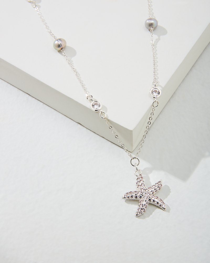 Island Essence Silver Starfish Pearl Necklace