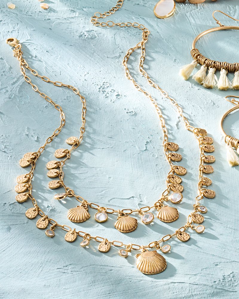 Seaside Layered Charm Statement Necklace