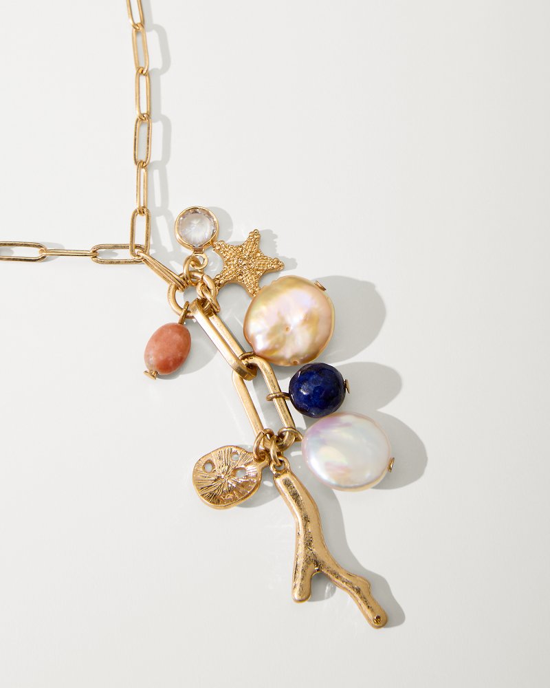 Indigo Bay Semiprecious Stone & Pearl Charm Necklace
