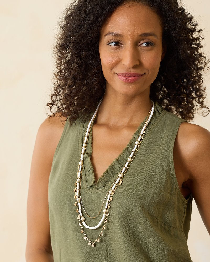 Indigo Bay Heishi & Pearl Layered Long Necklace